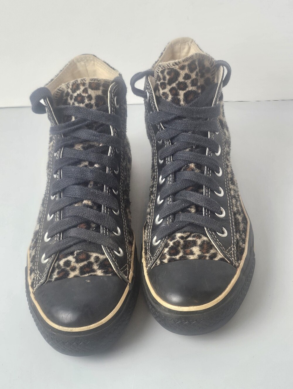 Converse Chuck Taylor All Star Leopard Faux Fur High Tops Vtg RARE M8/W10 Unisex